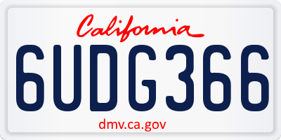 CA license plate 6UDG366