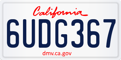 CA license plate 6UDG367