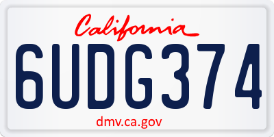CA license plate 6UDG374