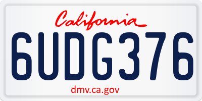 CA license plate 6UDG376