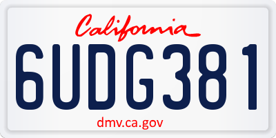 CA license plate 6UDG381