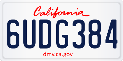 CA license plate 6UDG384