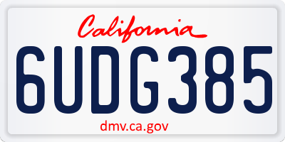 CA license plate 6UDG385