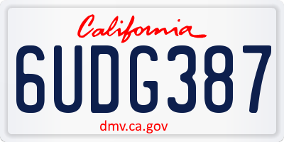 CA license plate 6UDG387