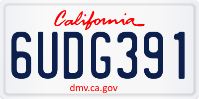 CA license plate 6UDG391