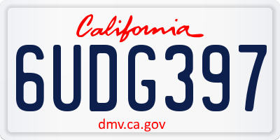CA license plate 6UDG397