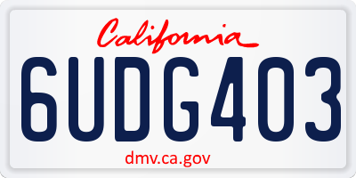 CA license plate 6UDG403