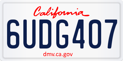 CA license plate 6UDG407