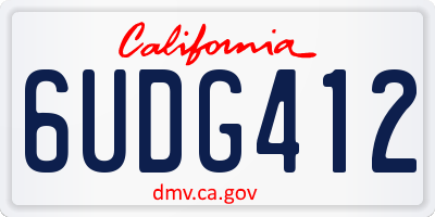 CA license plate 6UDG412