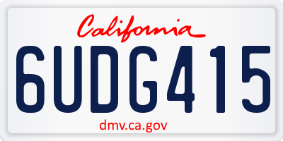 CA license plate 6UDG415
