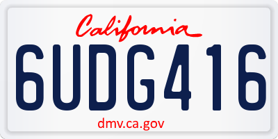 CA license plate 6UDG416