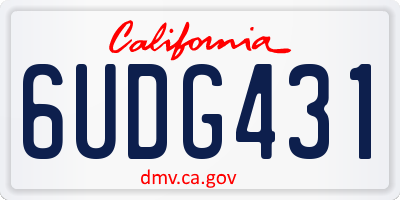 CA license plate 6UDG431