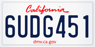 CA license plate 6UDG451