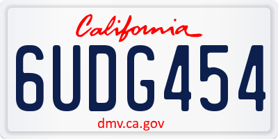 CA license plate 6UDG454