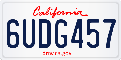 CA license plate 6UDG457