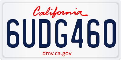 CA license plate 6UDG460