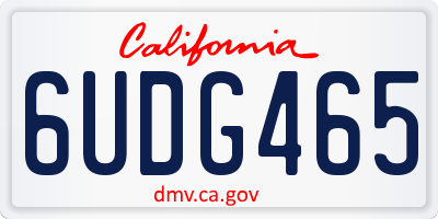 CA license plate 6UDG465