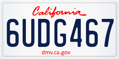 CA license plate 6UDG467