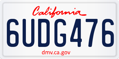 CA license plate 6UDG476