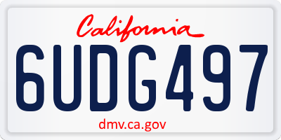 CA license plate 6UDG497