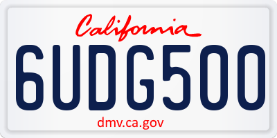 CA license plate 6UDG500