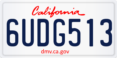 CA license plate 6UDG513