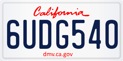 CA license plate 6UDG540