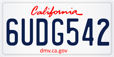 CA license plate 6UDG542