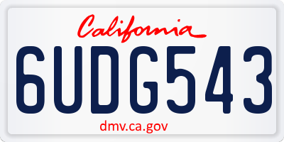 CA license plate 6UDG543