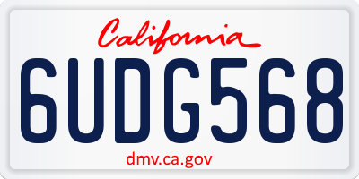 CA license plate 6UDG568