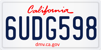 CA license plate 6UDG598
