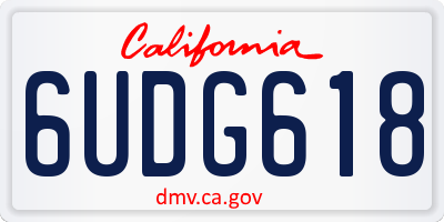 CA license plate 6UDG618