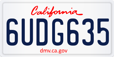 CA license plate 6UDG635
