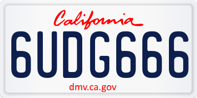 CA license plate 6UDG666