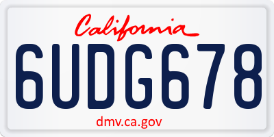 CA license plate 6UDG678