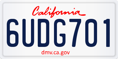 CA license plate 6UDG701