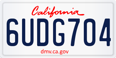 CA license plate 6UDG704