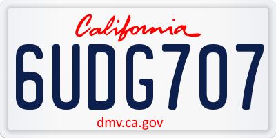 CA license plate 6UDG707