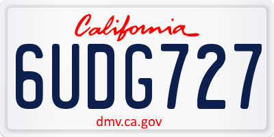 CA license plate 6UDG727