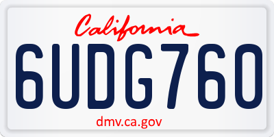 CA license plate 6UDG760