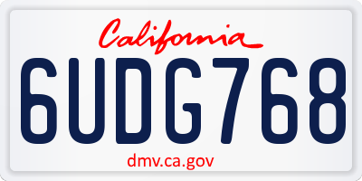 CA license plate 6UDG768