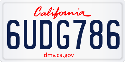 CA license plate 6UDG786
