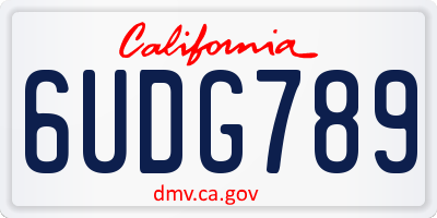 CA license plate 6UDG789