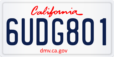 CA license plate 6UDG801