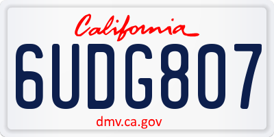 CA license plate 6UDG807