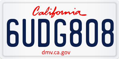 CA license plate 6UDG808