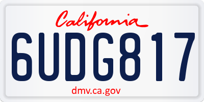 CA license plate 6UDG817