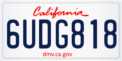 CA license plate 6UDG818
