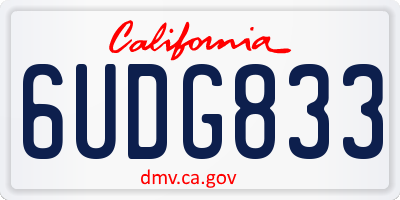 CA license plate 6UDG833
