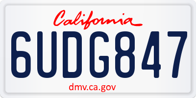 CA license plate 6UDG847